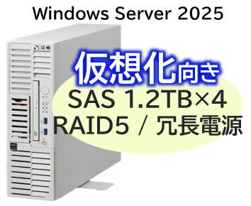 Express5800/D/T110m-S(RAID5対応コントローラ搭載) Xeon 6333P 6C/32GB/SAS 1.2TB*4 RAID5/冗長電源/W2025/タワー 3年保証