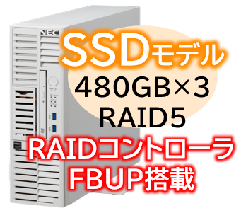 Express5800/D/T110m-S(RAID5対応コントローラ搭載) Xeon 6315P 4C/16GB/SSD 480GB*3 RAID5 FBU/電源*2/W2022/タワー 3年保証