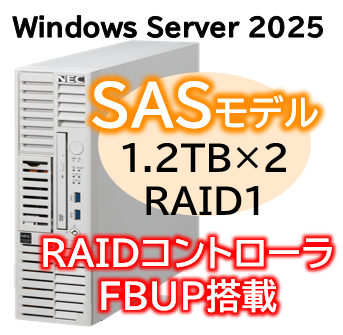 Express5800/D/T110m-S(RAID1対応コントローラ搭載) Xeon 6315P 4C/16GB/SAS 1.2TB*2 RAID1 FBU/電源*2/W2025/タワー 3年保証