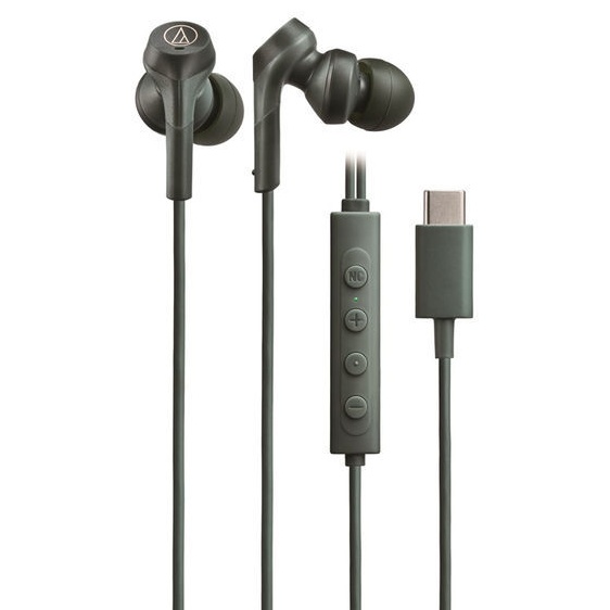 イヤホン ヘッドセット ATH-CKS330NC ノイズキャンセリング機能搭載 USB Type-C用 マイク付き グリーン