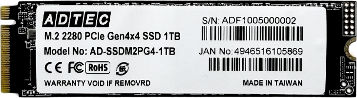 3D NAND SSD M.2 NVMe PCIe Gen4x4(2280) AD-SSDM2PG4 1TB