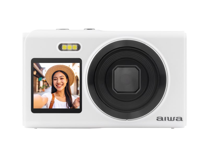 コンパクトデジタルカメラ aiwa cam DCB-2 ホワイト(1600万画素CMOSセンサー/電子手ブレ補正/AF/4倍デジタルズーム/自撮り撮影/軽量)