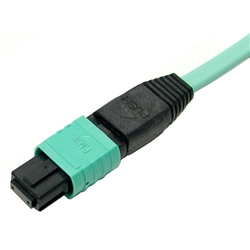 光ファイバーケーブル12芯 両端MPO OM3 マルチモード 50/125 Type-A配線 60m アクア