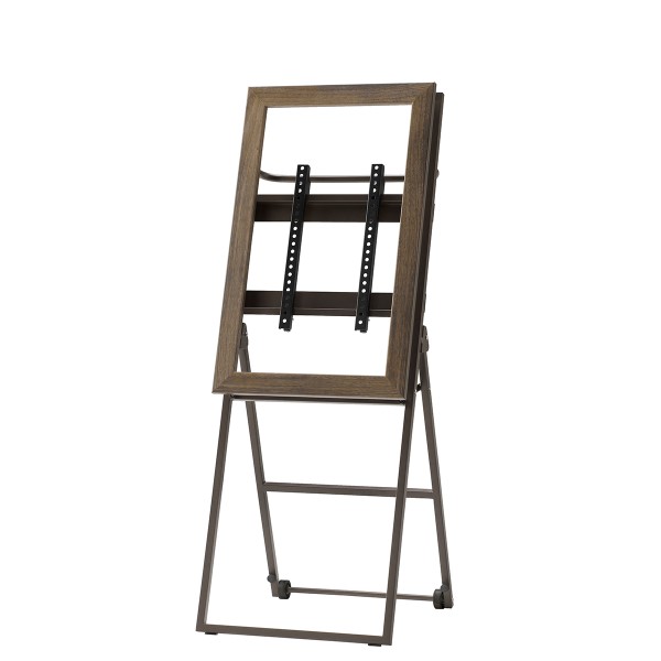 木製デジタルサイネージスタンド シュバレット CVL11 ダークブラウン色 背面収納スペース付 キャスター付 ディスプレイ取付金具付 ディスプレイ推奨サイズ 32型