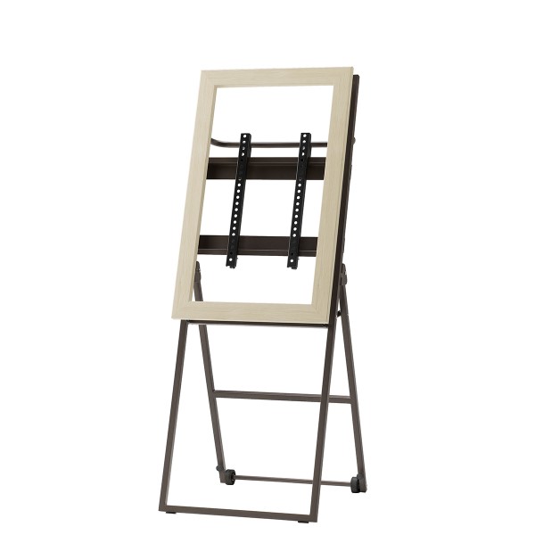 木製デジタルサイネージスタンド シュバレット CVL11 ホワイトウッド色 背面収納スペース付 キャスター付 ディスプレイ取付金具付 ディスプレイ推奨サイズ 32型