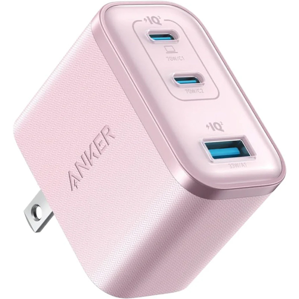 Anker Nano Charger (70W 3 Ports) ピンク