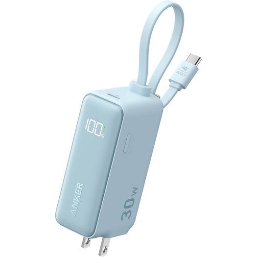 Anker Power Bank (30W Fusion Built-In USB-C ケーブル) ブルー