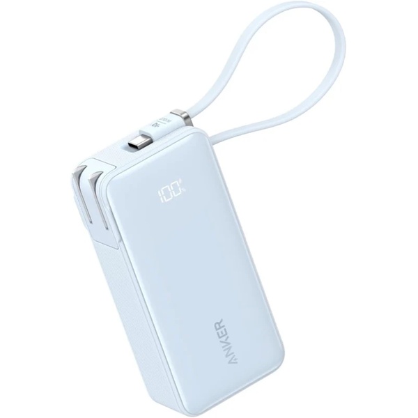 Anker Power Bank (10000mAh Fusion Built-In USB-C ケーブル) ブルー