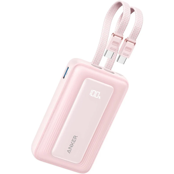 Anker Zolo Power Bank (10000mAh 35W Built-In Dual USB-Cケーブル) ピンク