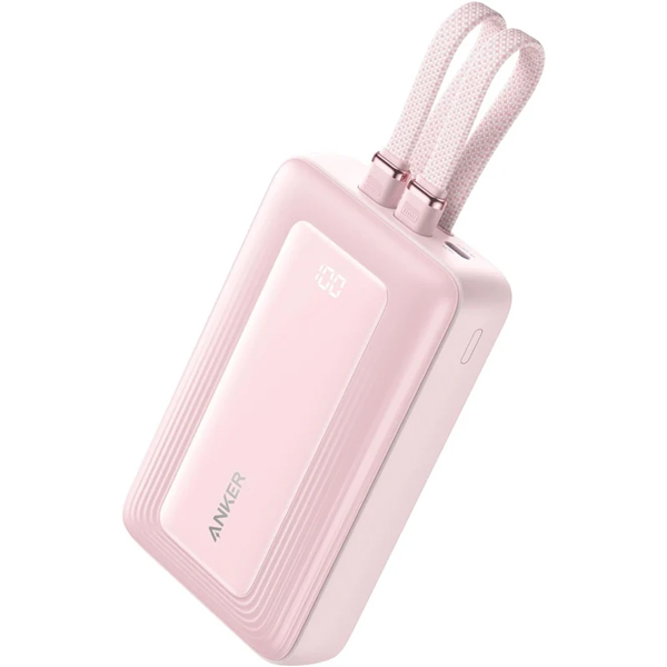 Anker Zolo Power Bank (20000mAh 30W Built-In USB-C / ライトニングケーブル) ピンク
