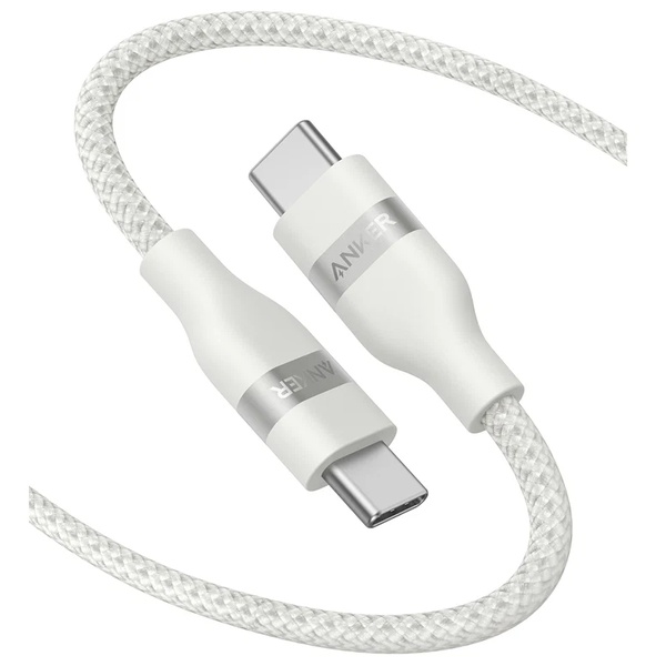 Anker USB-C & USB-C ケーブル (1.8m 240W 高耐久ナイロン) USB PD対応 MacBook Pro iPhone Galaxy iPad Pro/Air MacBook Pro/Air 各種対応 ホワイト