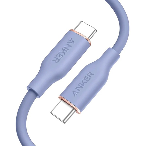 Anker PowerLine III Flow USB-C & USB-C ケーブル Anker絡まないケーブル USB PD対応 シリコン素材採用 100W (0.9m ラベンダーグレー)