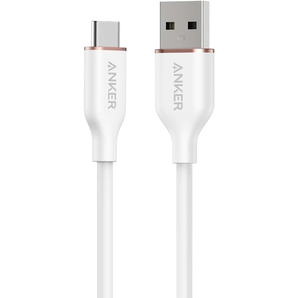 Anker USB-C ＆ USB-A ケーブル (Flow) 絡まないケーブル 15W 結束バンド付き USB-C機器対応 シリコン素材採用 Galaxy iPhone 16 / 15 各種対応 0.9m クラウドホワイト