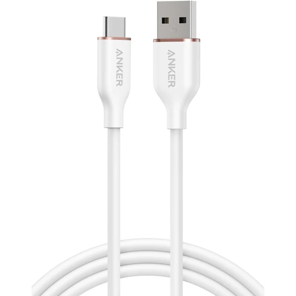 Anker USB-C ＆ USB-A ケーブル (Flow) 絡まないケーブル 15W 結束バンド付き USB-C機器対応 シリコン素材採用 Galaxy iPhone 16 / 15 各種対応 1.8m クラウドホワイト
