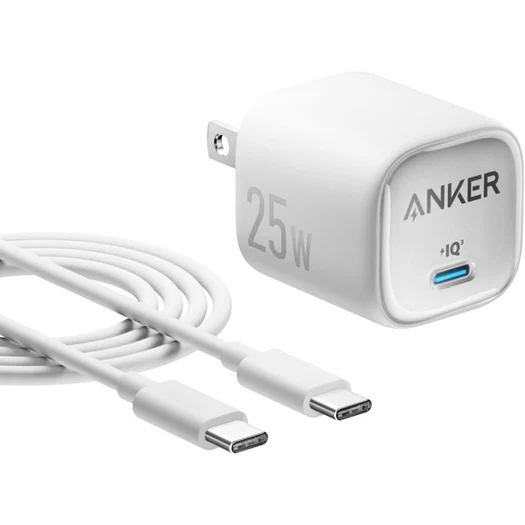 Anker Charger (25W) with USB-C & USB-C ケーブル (ホワイト)