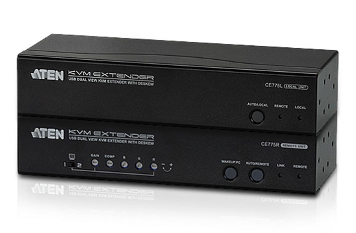 VGAデュアルディスプレイ・デスキュー対応 USB KVMエクステンダー