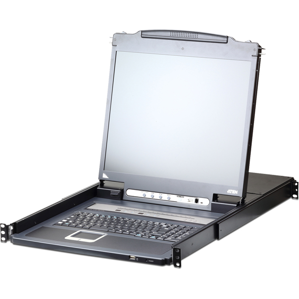 17インチLCD一体型16ポートIP-KVMドロワー/マルチインターフェース/ロングレール