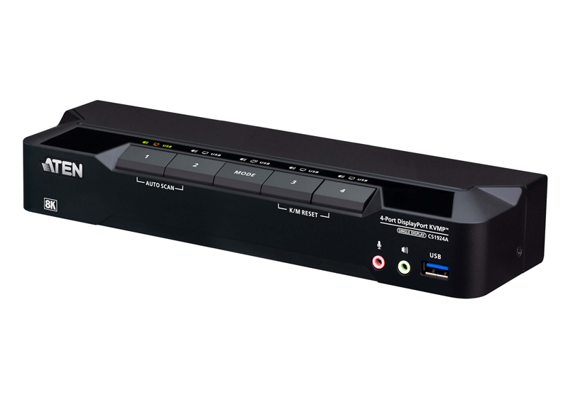 4ポートUSB DisplayPort KVMPスイッチ（8K対応、2ポートUSB3.2 Gen1ハブ搭載）