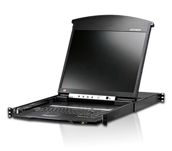 19インチLCD デュアルスライド 8ポート Over IP Cat5 KVMドロワー ロングレール