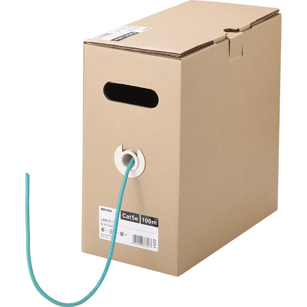 Cat5e LANケーブル 100m 単線 グリーン