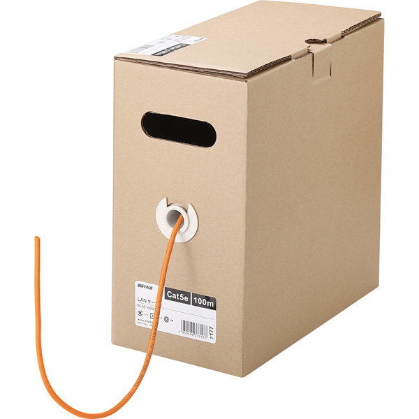Cat5e LANケーブル 100m 単線 オレンジ