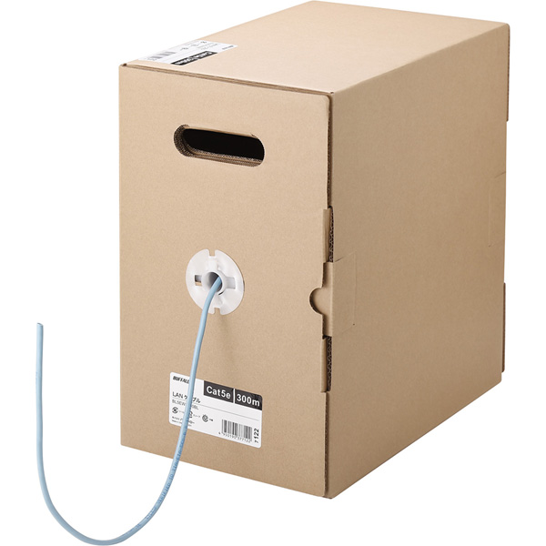 Cat5e LANケーブル 300m 単線 ライトブルー
