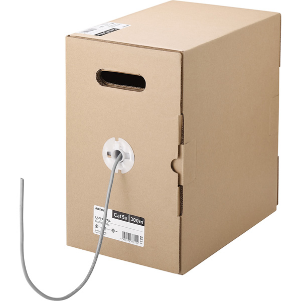 Cat5e LANケーブル 300m 単線 ライトグレー