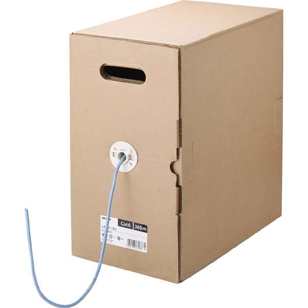 Cat6 LANケーブル 300m 単線 ブルー