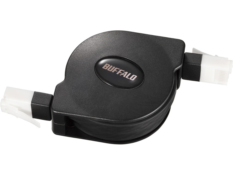 ツメの折れないCat6 LANケーブル 巻取式 1.5m ブラック