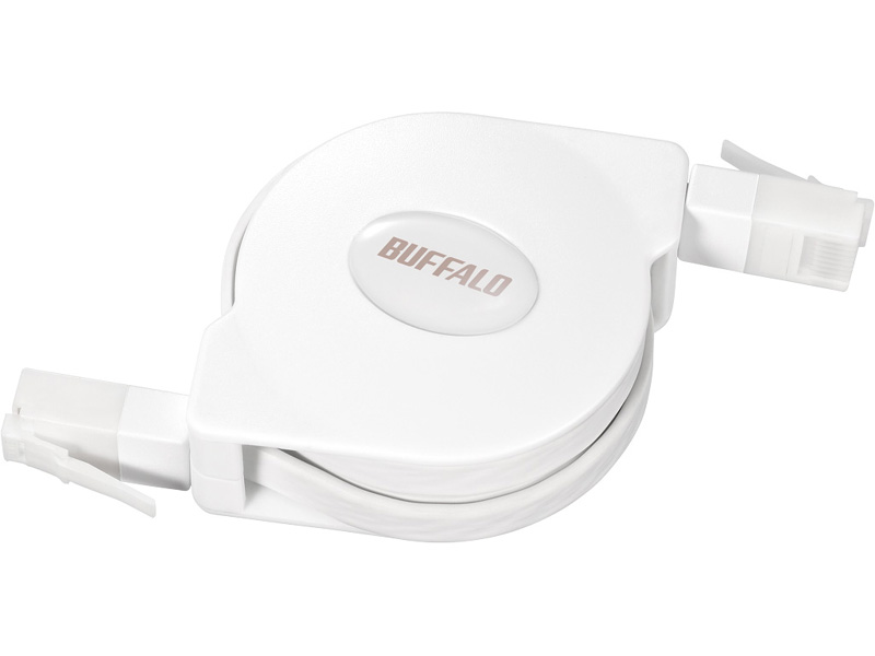 ツメの折れないCat6 LANケーブル 巻取式 1.5m ホワイト