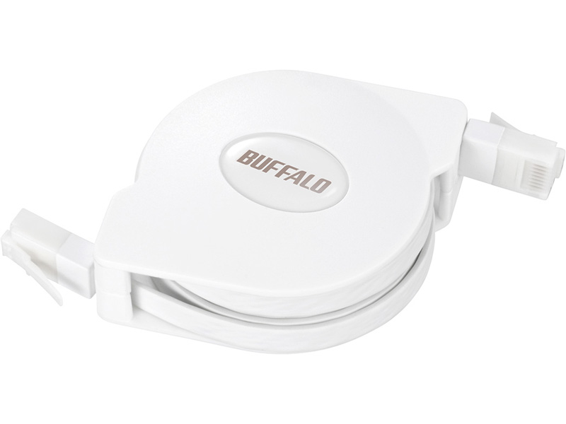 ツメの折れないCat6 LANケーブル 巻取式 2.5m ホワイト