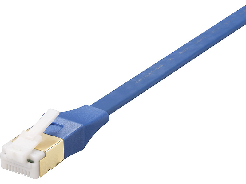 ツメ折れないCat7 LANケーブル フラット 2m ブルー
