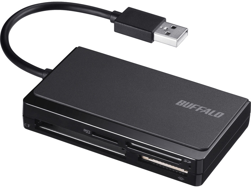 USB2.0 マルチカードリーダー ケーブル収納モデル ブラック