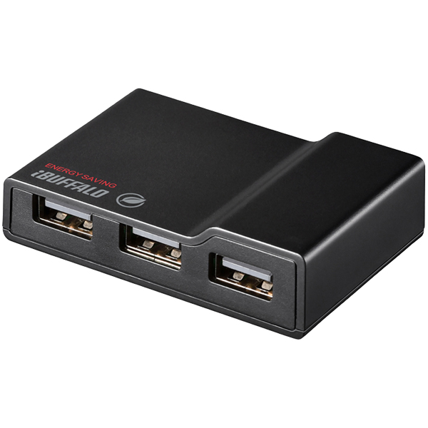 USB2.0 電源連動節電機能付きセルフパワー4ポートハブ ブラック