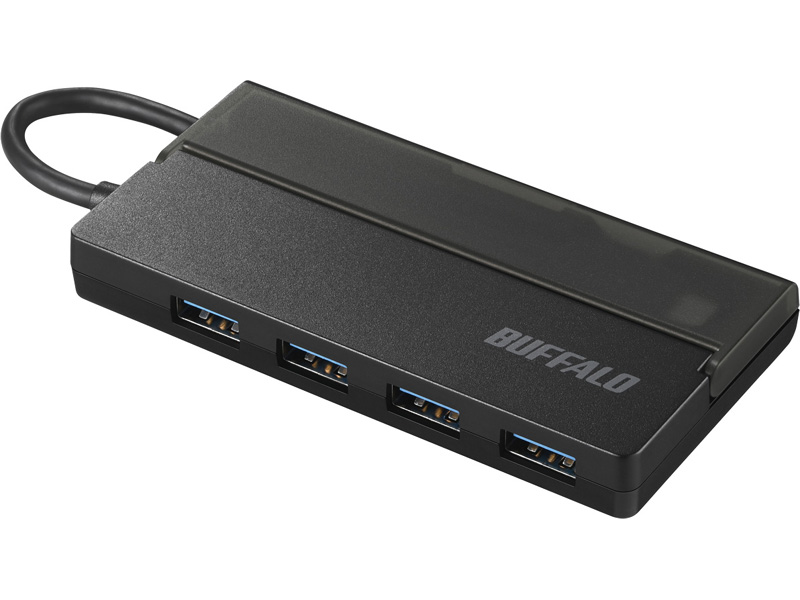 USB3.1（Gen1） Type-C バスパワーハブ 4ポート ケーブル収納 ブラック