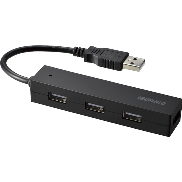 USB2.0ハブ 4ポートタイプ 簡易パッケージモデル ブラック