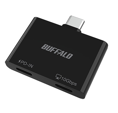 スマホ・タブレット向け USB-C 2ポートハブ PD対応 ブラック