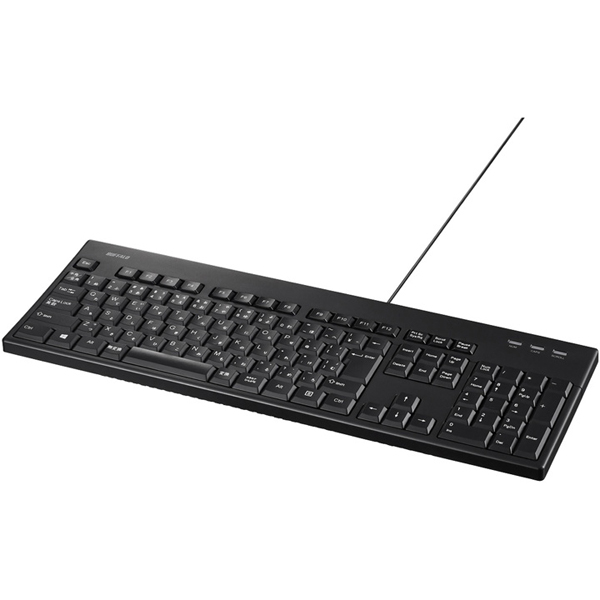 USB接続 有線フルキーボード 丸洗い対応 ブラック