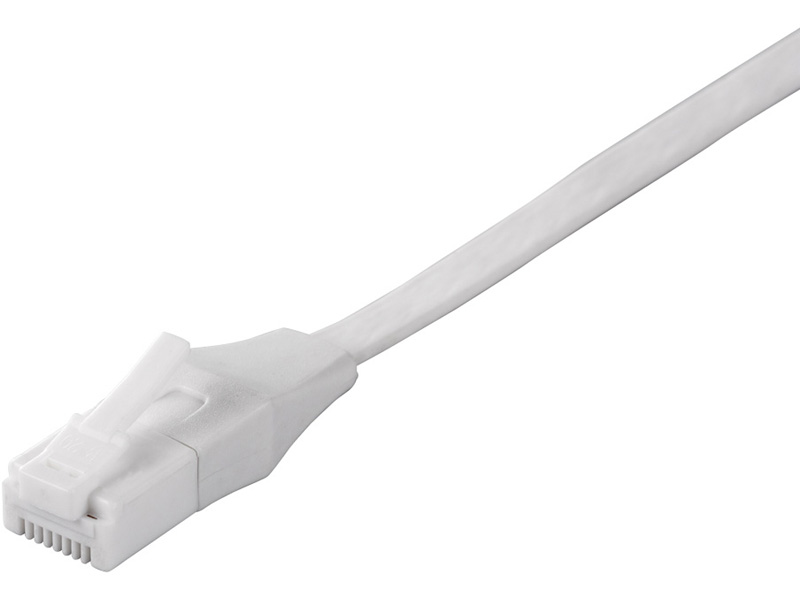 Cat6A ツメの折れないLANケーブル フラット ストレート 2m ホワイト
