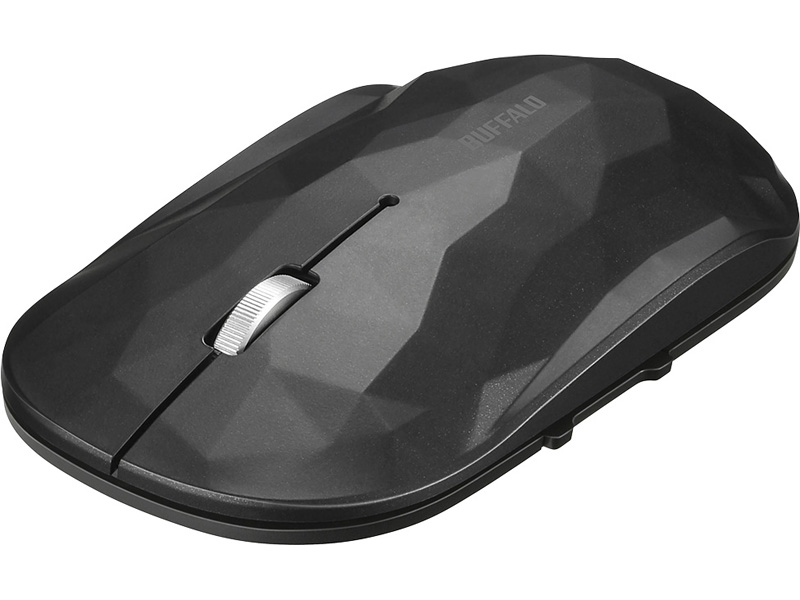 薄型 5ボタン 無線 BlueLEDマウス ジオメトリー ブラック