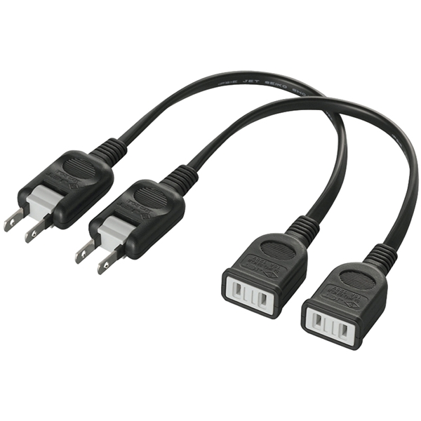 電源延長ケーブル 2本セット 0.2m ブラック