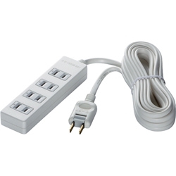 2ピン式電源タップ 4個口タイプ 雷サージ防止付 3m ホワイト