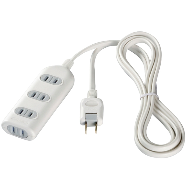2ピン式電源タップ 4個口タイプ シャッター付 2m ホワイト