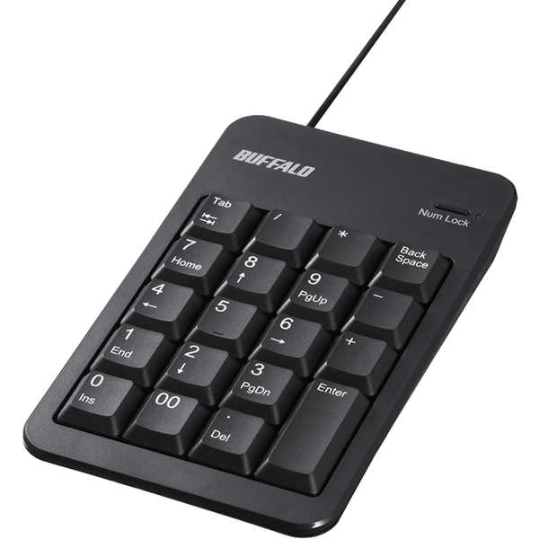 有線テンキーボード Tabキー付き 簡易パッケージモデル ブラック