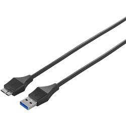 ユニバーサルコネクター USB3.0 A to microB スリムケーブル 2.0m ブラック
