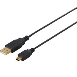 USB2.0ケーブル（A to miniB） スリムタイプ 1m ブラック