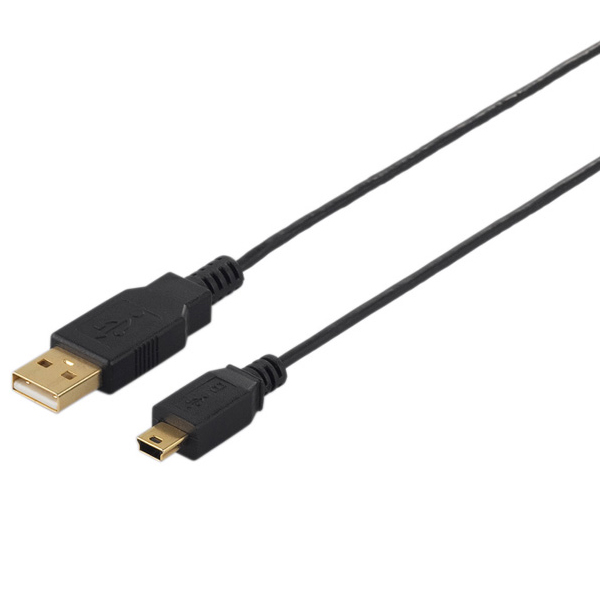 USB2.0ケーブル（A to miniB） スリムタイプ 2.5m ブラック