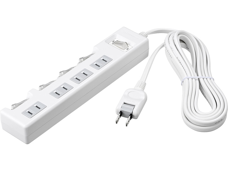 2ピン式電源タップ 集中＆個別スイッチ/4個口/3.0m ホワイト