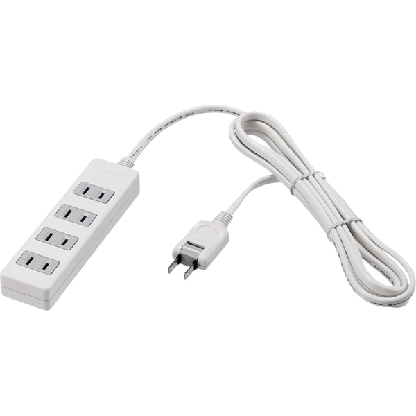 2ピン式電源タップ 4個口 5m ホワイト