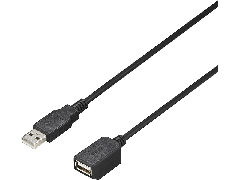 USB2.0延長ケーブル A-A マグネット内蔵 2m ブラック